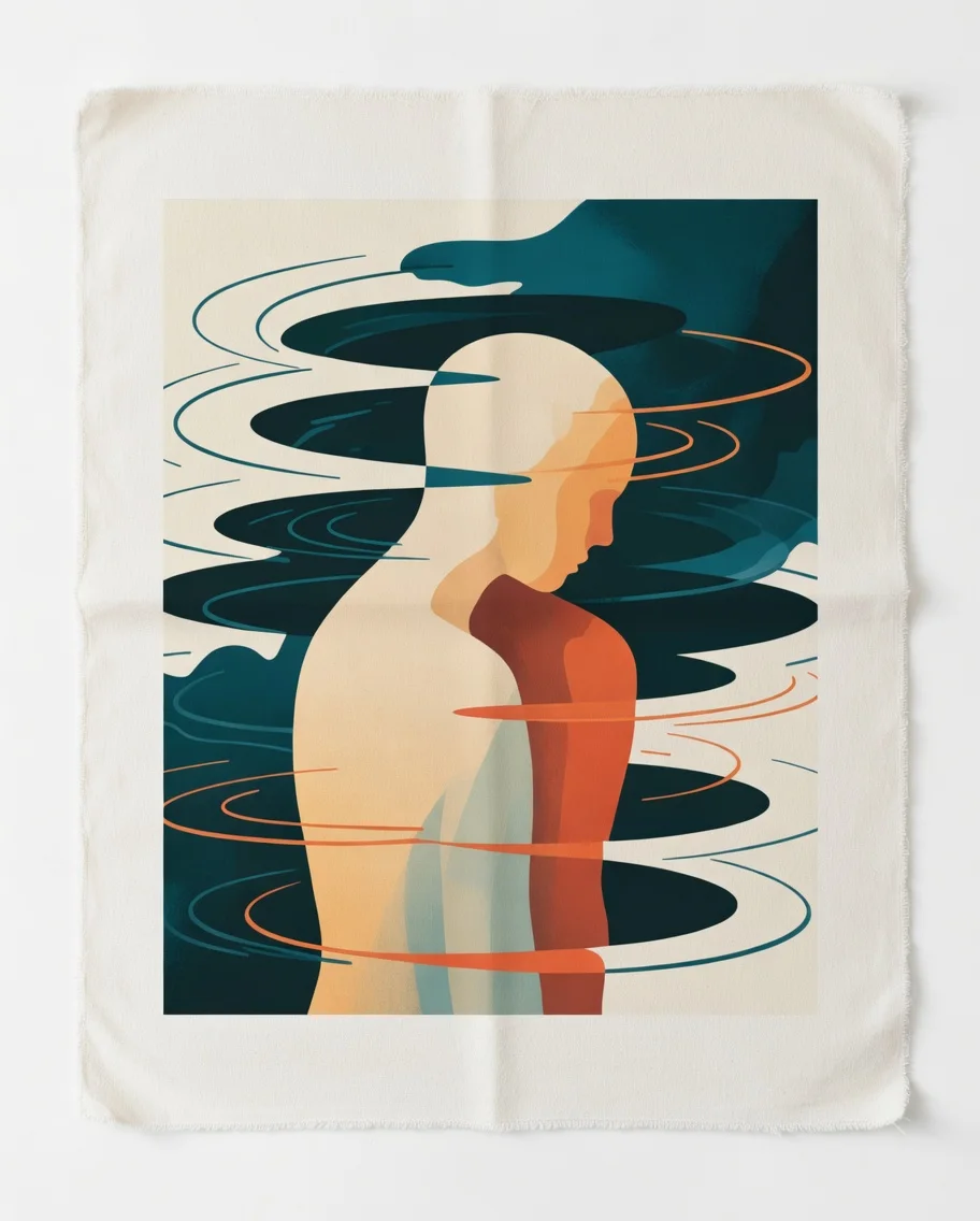 Canvas Premium Silhouette Ondulante Teal Terracotta, Art Spirituel