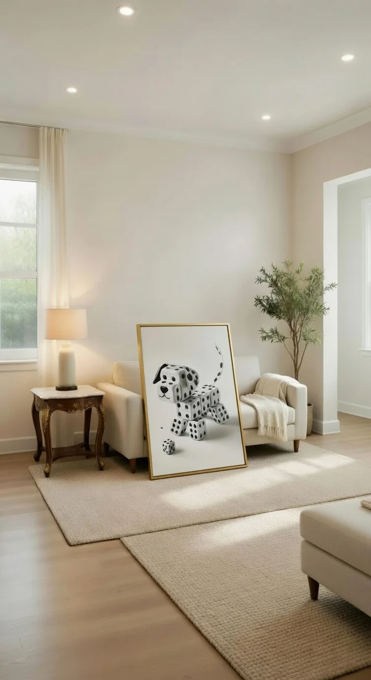 Poster Art Chien en Dés Art Moderne Noir et Blanc