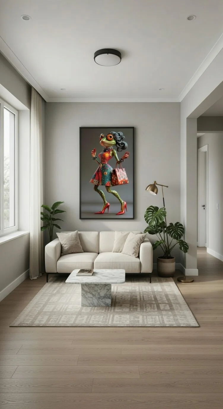 Poster Premium Grenouille Fashion Glamour, Art Funky Humour Chic