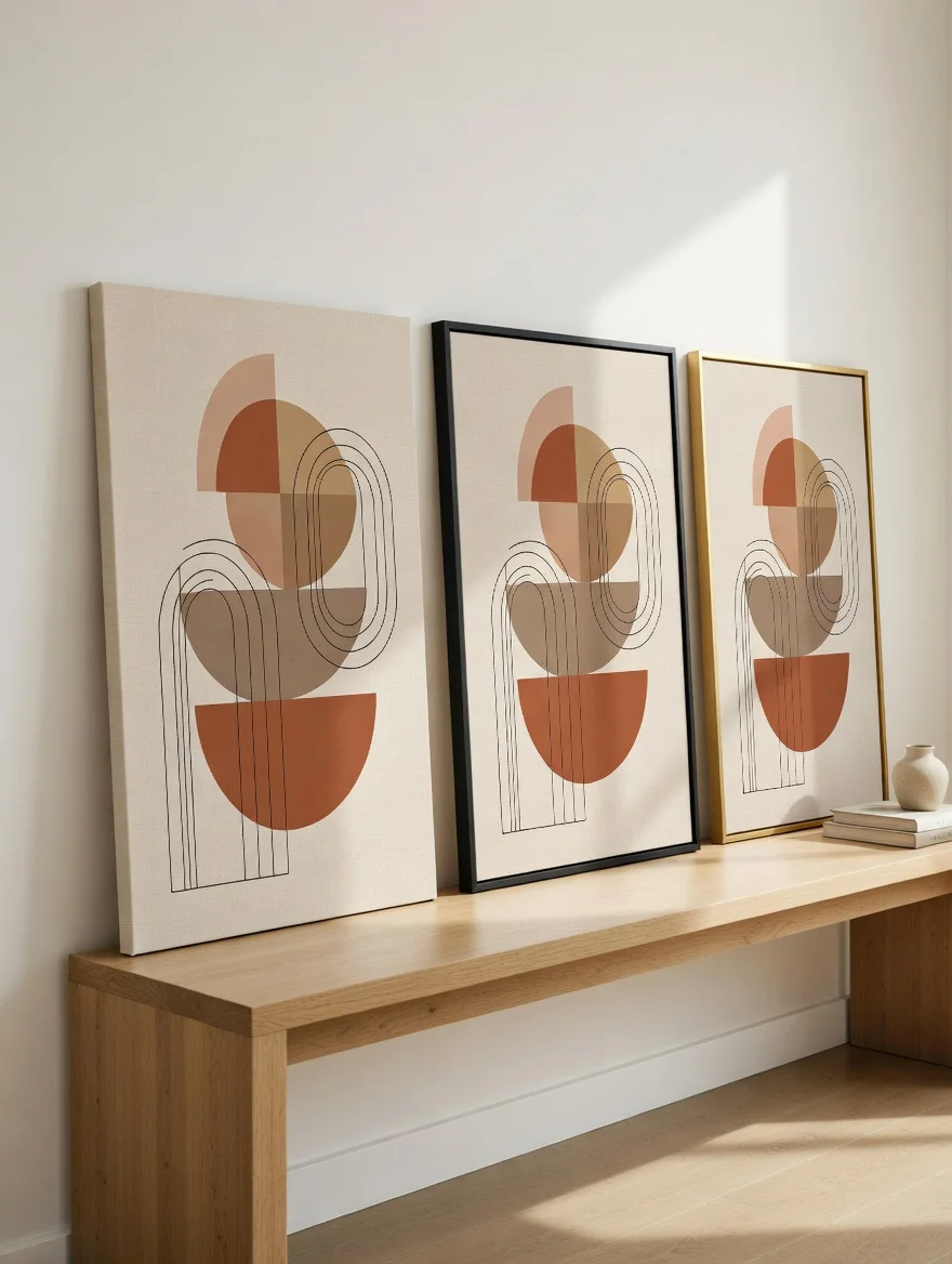 Canvas Premium Géométrique Terracotta, Art Mural Boho Chic