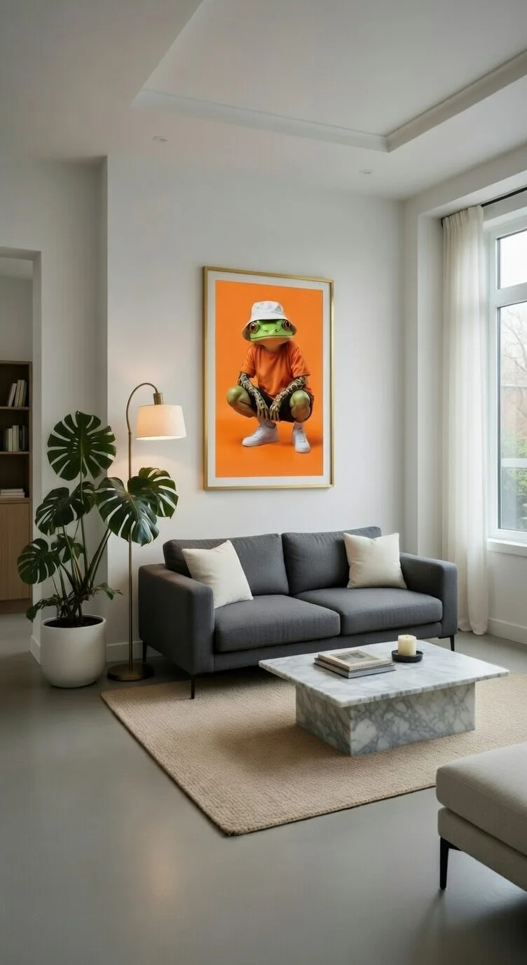 Poster Grenouille Streetwear Swag, Art Pop Funky Orange