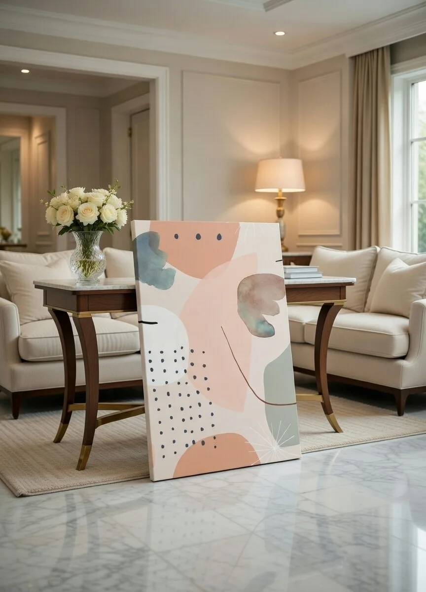 Tableau Canvas Abstrait Terracotta Sauge Beige Déco Minimaliste