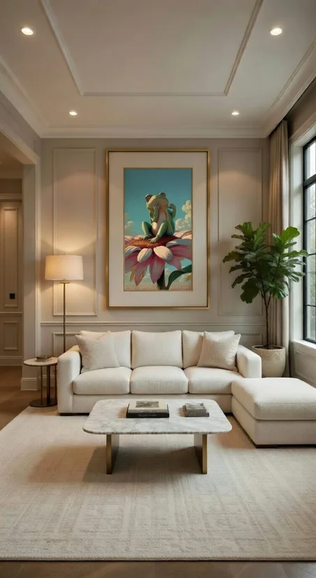 Poster Moderne Grenouille Casque Fleur Art Lofi Pastel