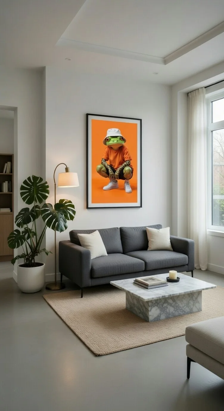 Poster Grenouille Streetwear Swag, Art Pop Funky Orange