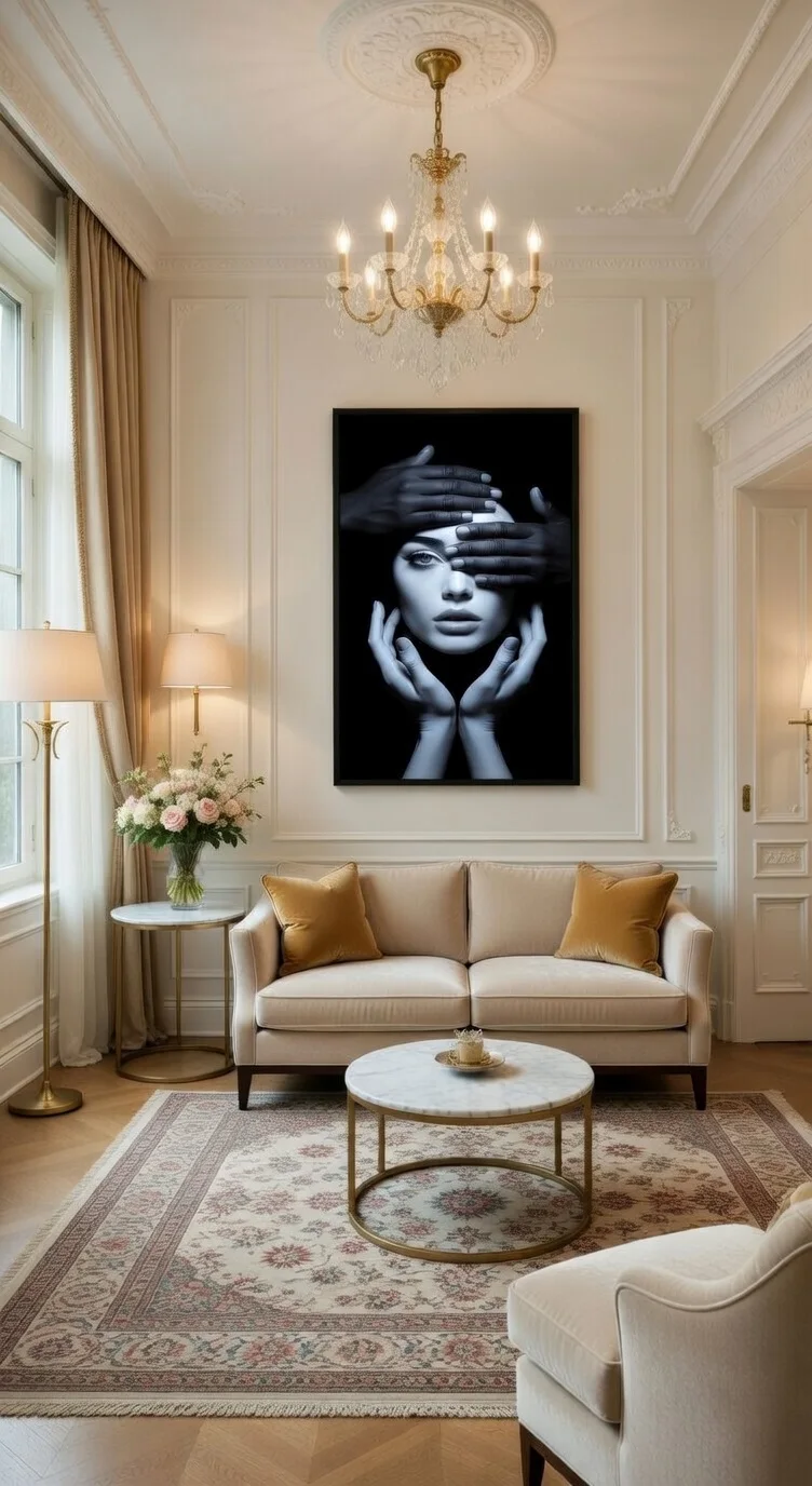 Regard Voilé Poster d'Art Conceptuelle Noir & Blanc, Portrait Féminin par le Designer Katir Mohamed