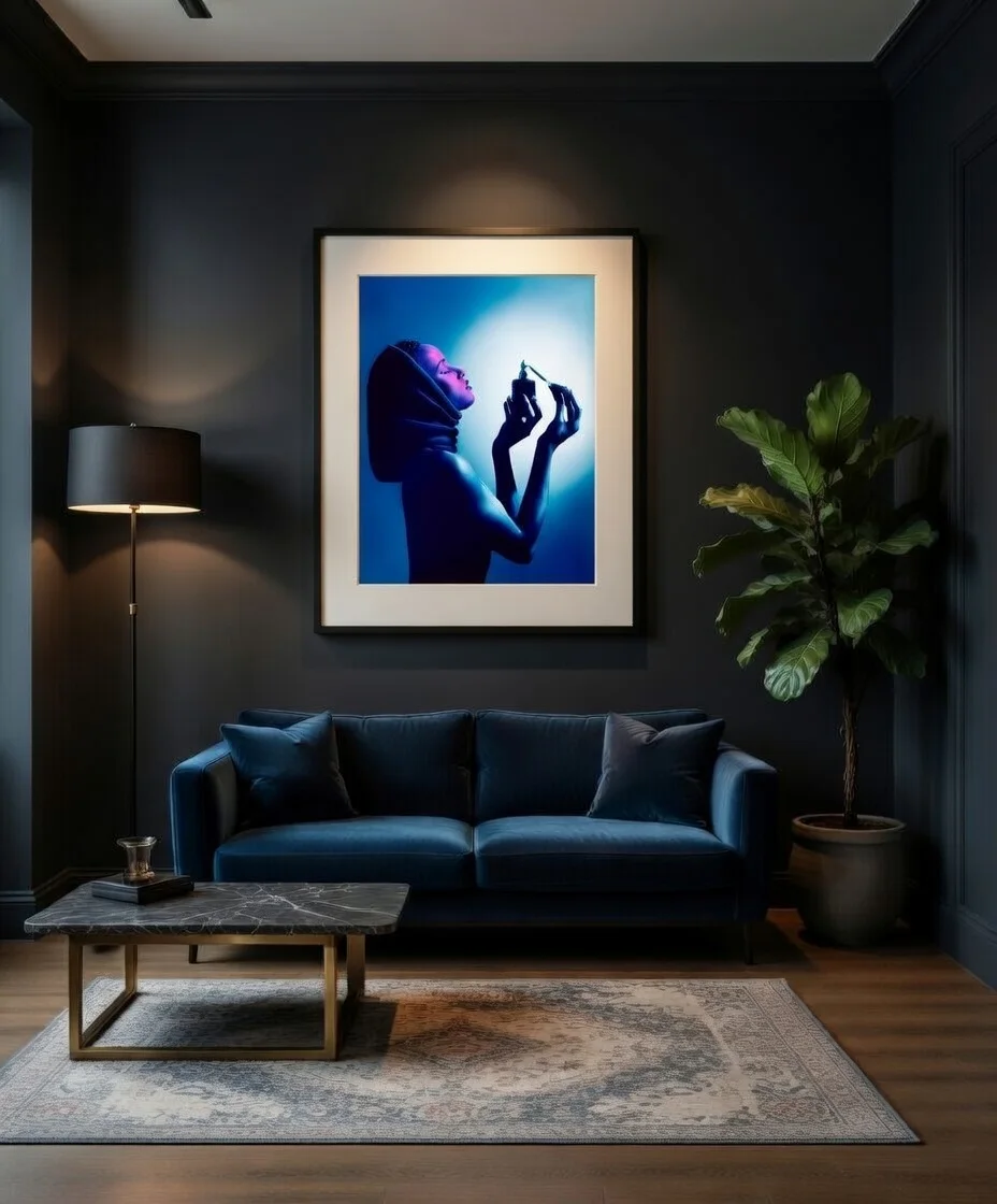 Femme Bleue Parfum Portrait Art Lumière réalisé par Fréderic Charpentier
