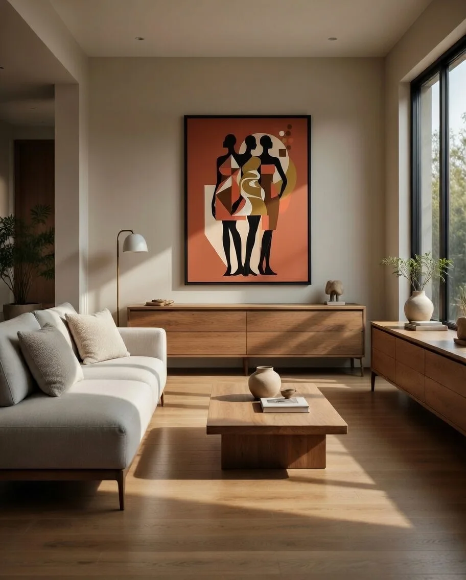 Tableau Trio Femmes Géométrique Terracotta, Esprits urbain