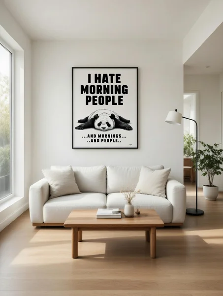 Poster Panda I Hate Morning People, Affiche Humour Drôle