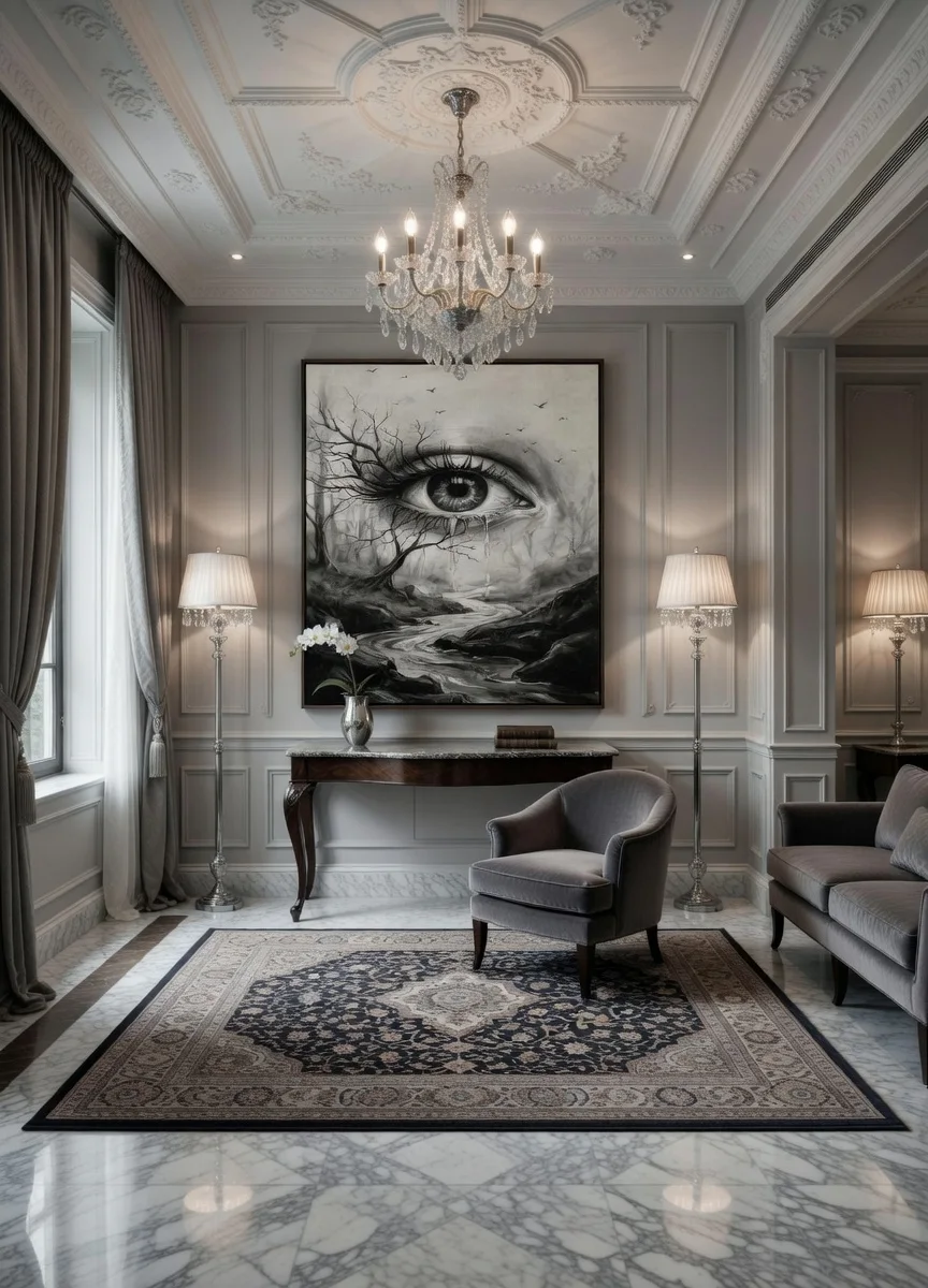 Tableau Canvas Œil Surréaliste Noir & Blanc Art Mural Sombre