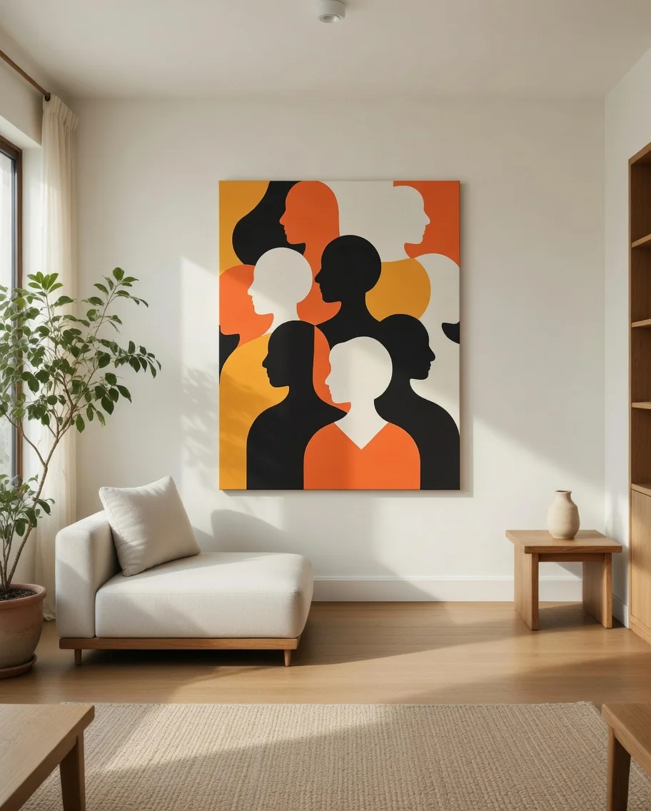 Canvas Premium Esprit Urbain Silhouettes Humaines Art Moderne Bold