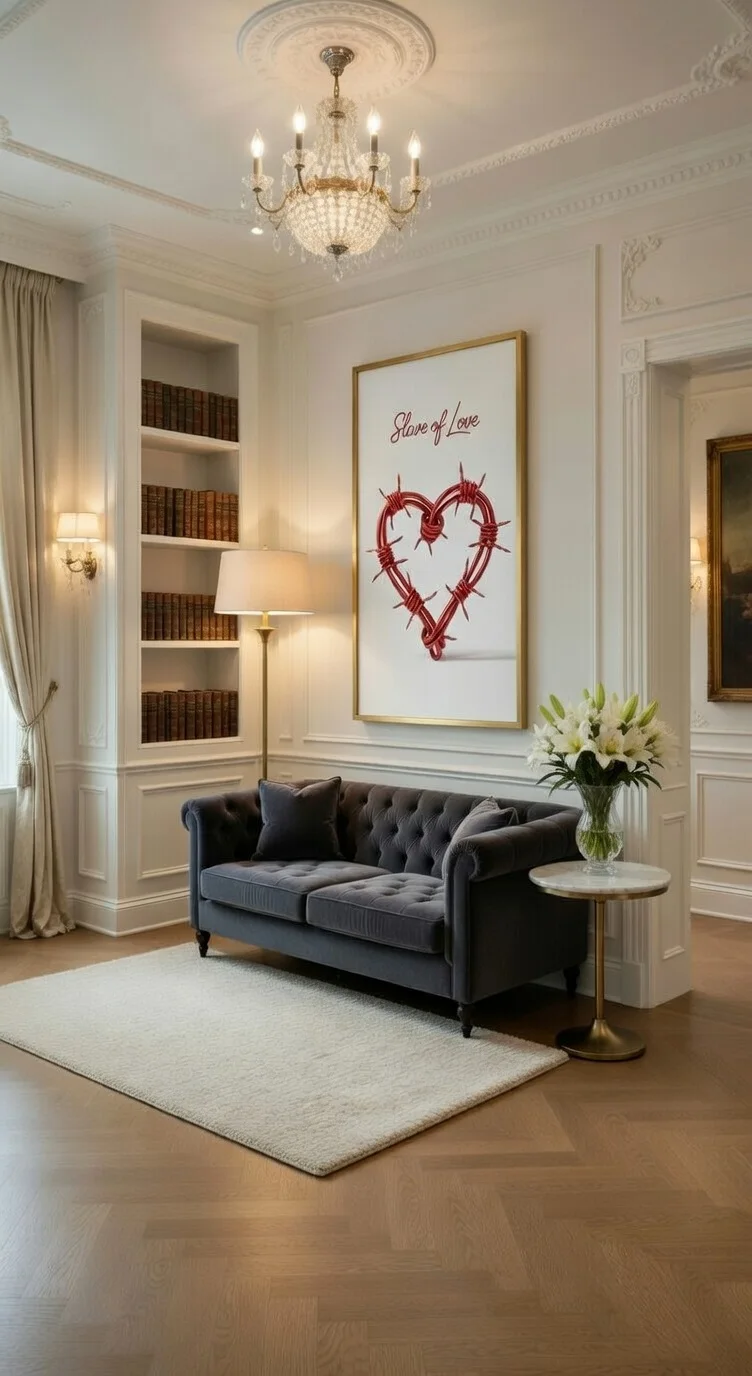 Slave of Love Œuvre d'Art Contemporaine Cœur Barbelé Rouge