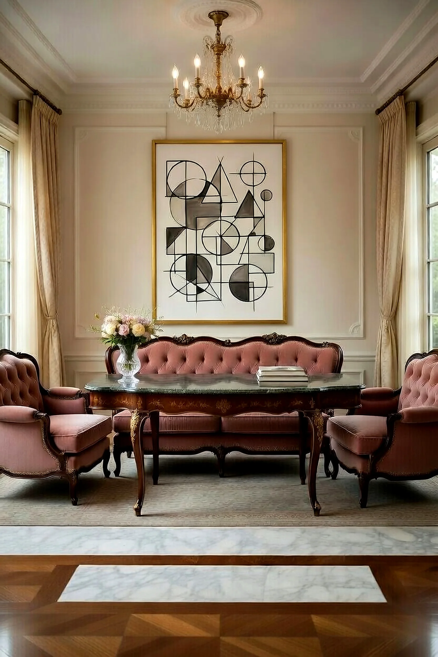 Tableau Canvas Géométrique Noir & Blanc, Composition Abstraite Formes Épurées