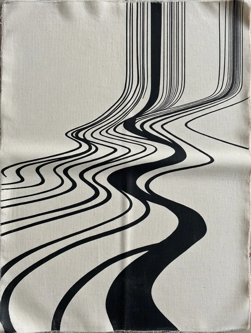 Canvas Premium Art Esprit Urbain, Lignes Fluides Noir & Blanc