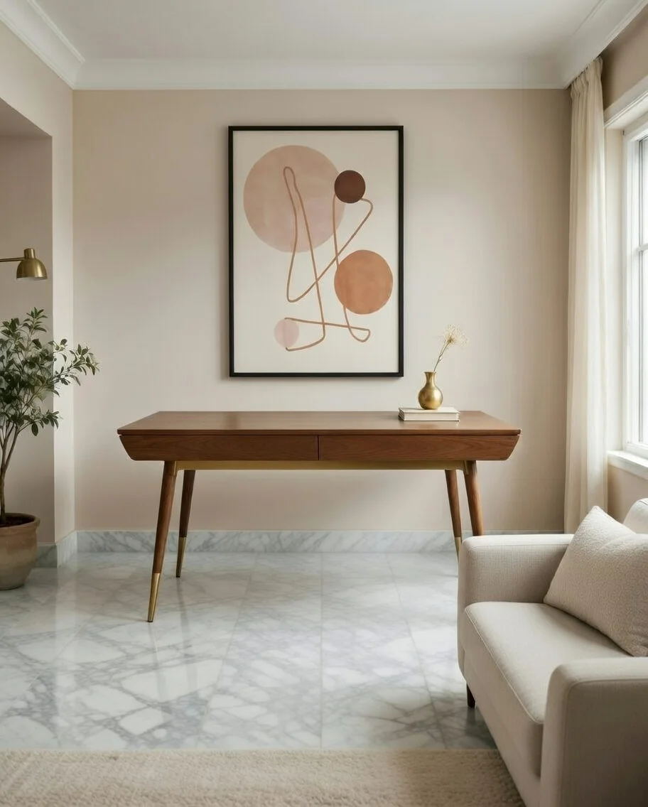 Tableau Canvas Abstrait Minimaliste Cercles Terracotta Rose - Art Mural