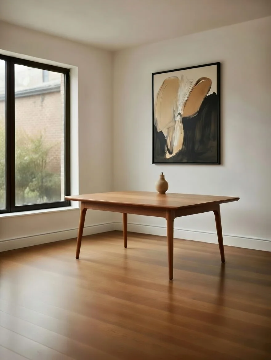 Tableau Canvas Expressionniste Abstrait, Formes Organiques Ocre & Noir