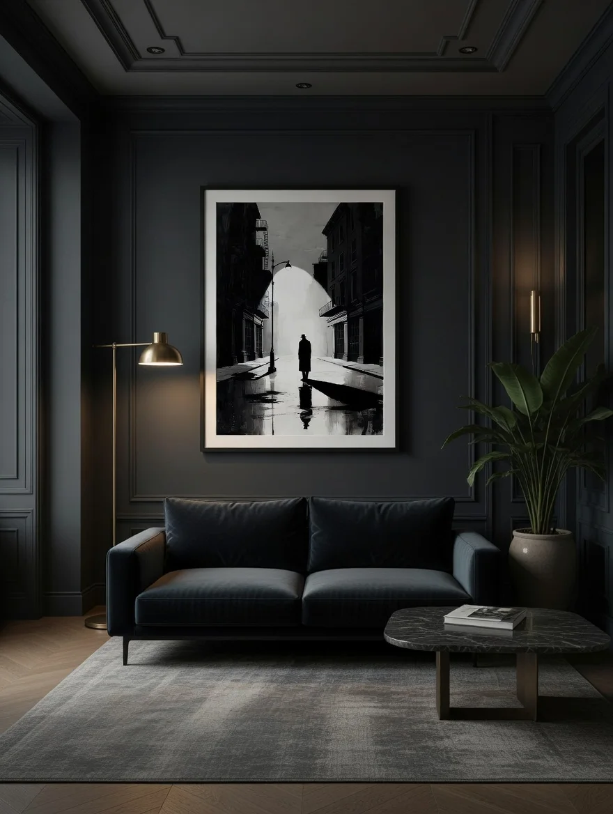 L'Homme de la Nuit Illustration Art Urbain Noir & Blanc, Silhouette Mystérieuse par le Designer Katir Mohamed