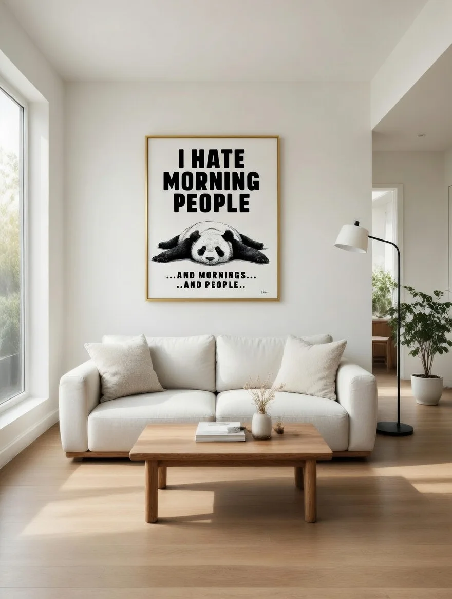 Poster Panda I Hate Morning People, Affiche Humour Drôle