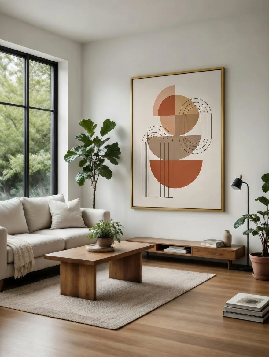 Canvas Premium Géométrique Terracotta, Art Mural Boho Chic