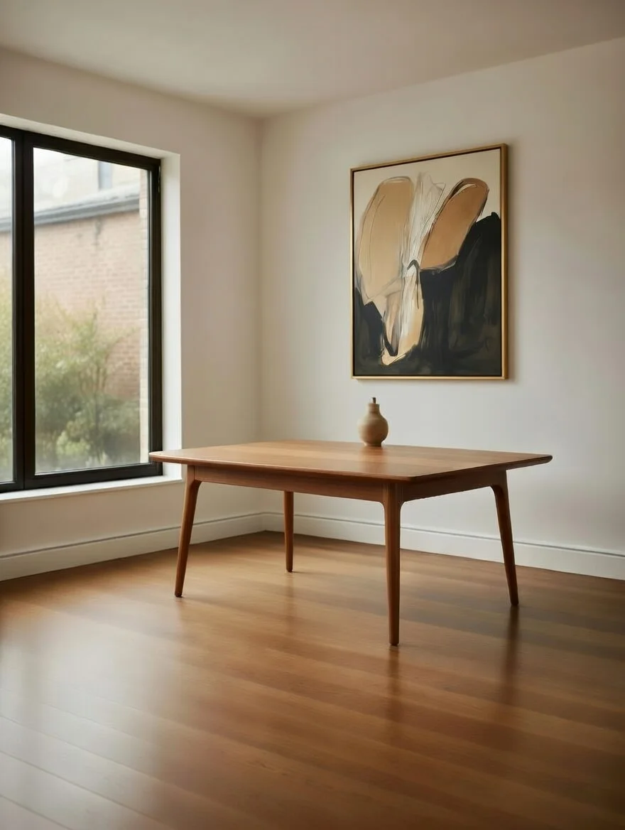 Tableau Canvas Expressionniste Abstrait, Formes Organiques Ocre & Noir