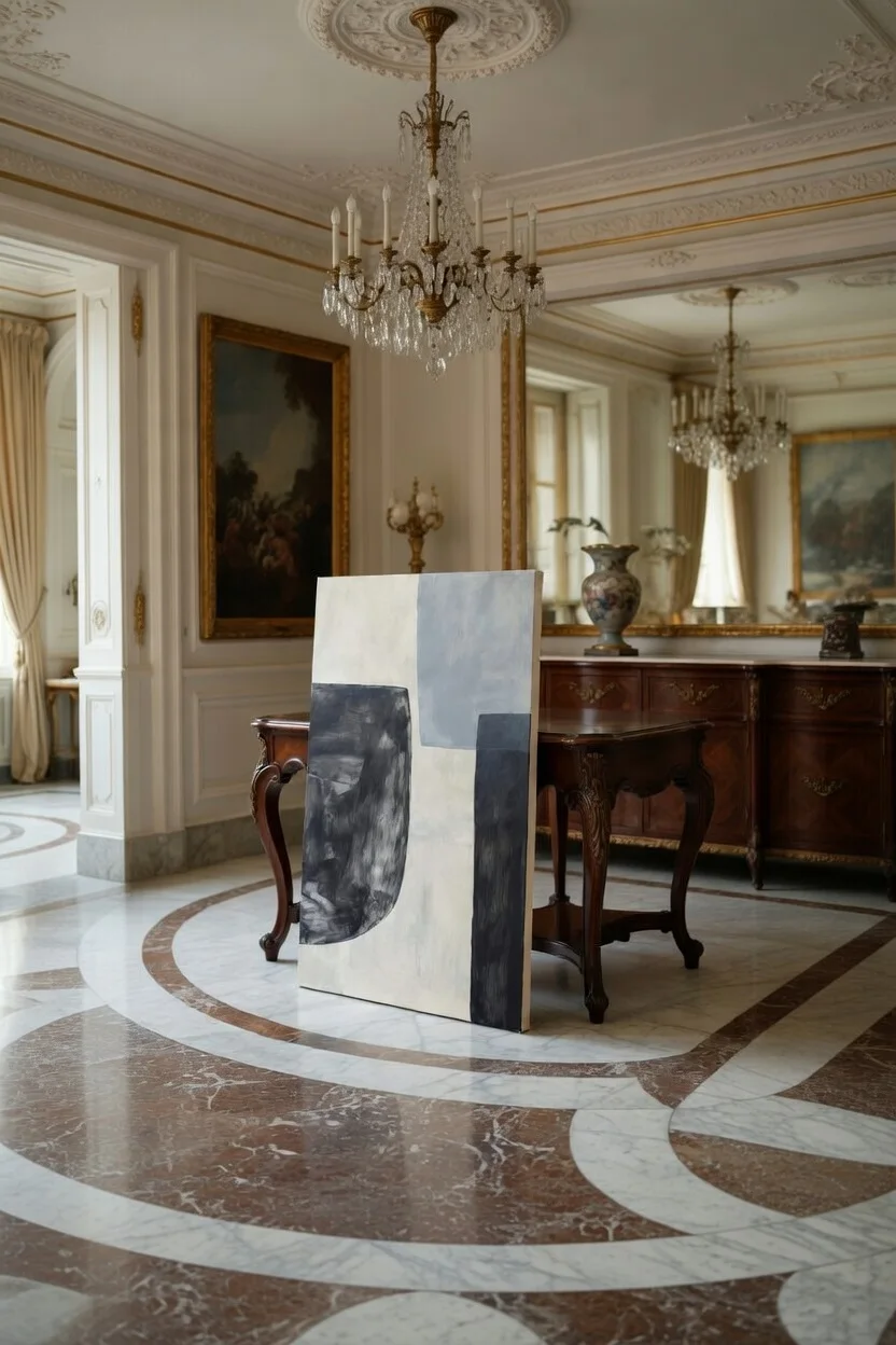 Tableau Canvas Abstrait Contemporain, Blocs Géométriques Gris & Noir Texturé