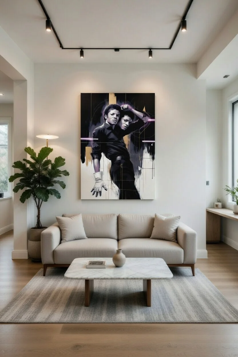 Canvas Premium, MJ Portrait Danseurs Esprit Urbain Noir & Or