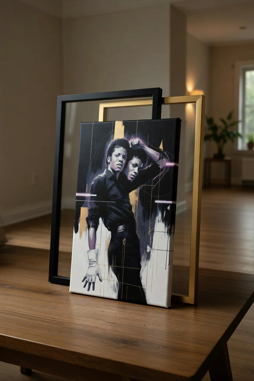 Canvas Premium, MJ Portrait Danseurs Esprit Urbain Noir & Or