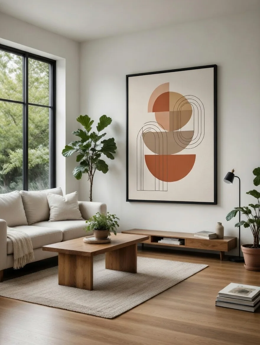 Canvas Premium Géométrique Terracotta, Art Mural Boho Chic