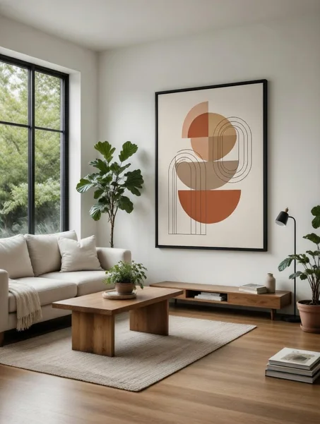 Canvas Premium Géométrique Terracotta, Art Mural Boho Chic