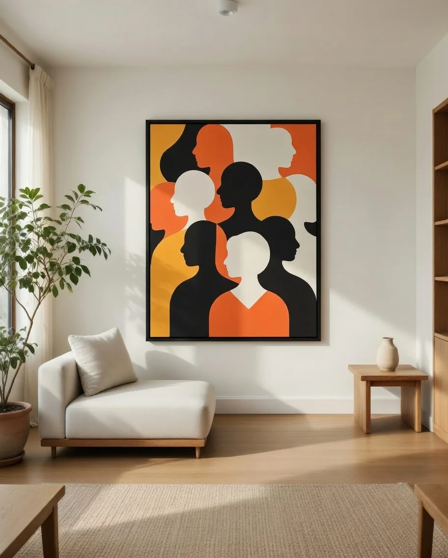 Canvas Premium Esprit Urbain Silhouettes Humaines Art Moderne Bold