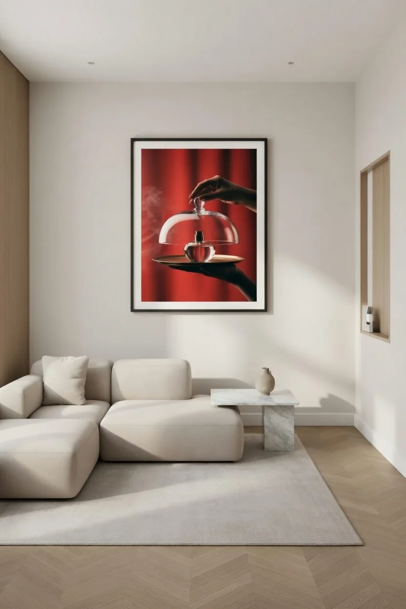 Poster Parfum Cloche Verre Rouge, Art Luxe Design Print