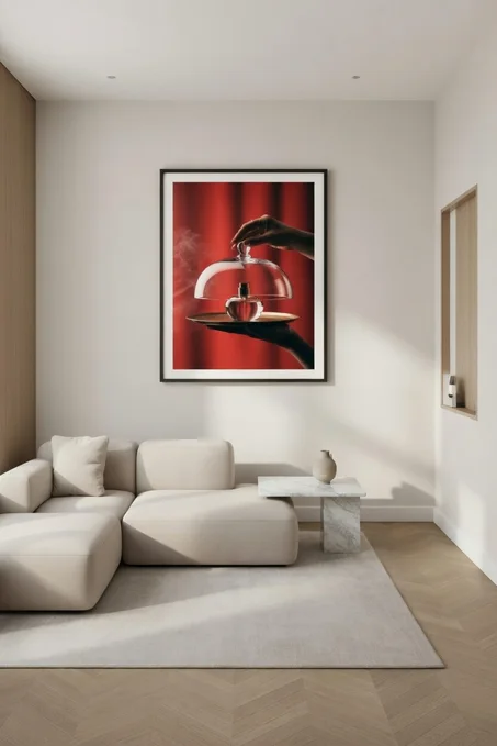 Poster Parfum Cloche Verre Rouge, Art Luxe Design Print