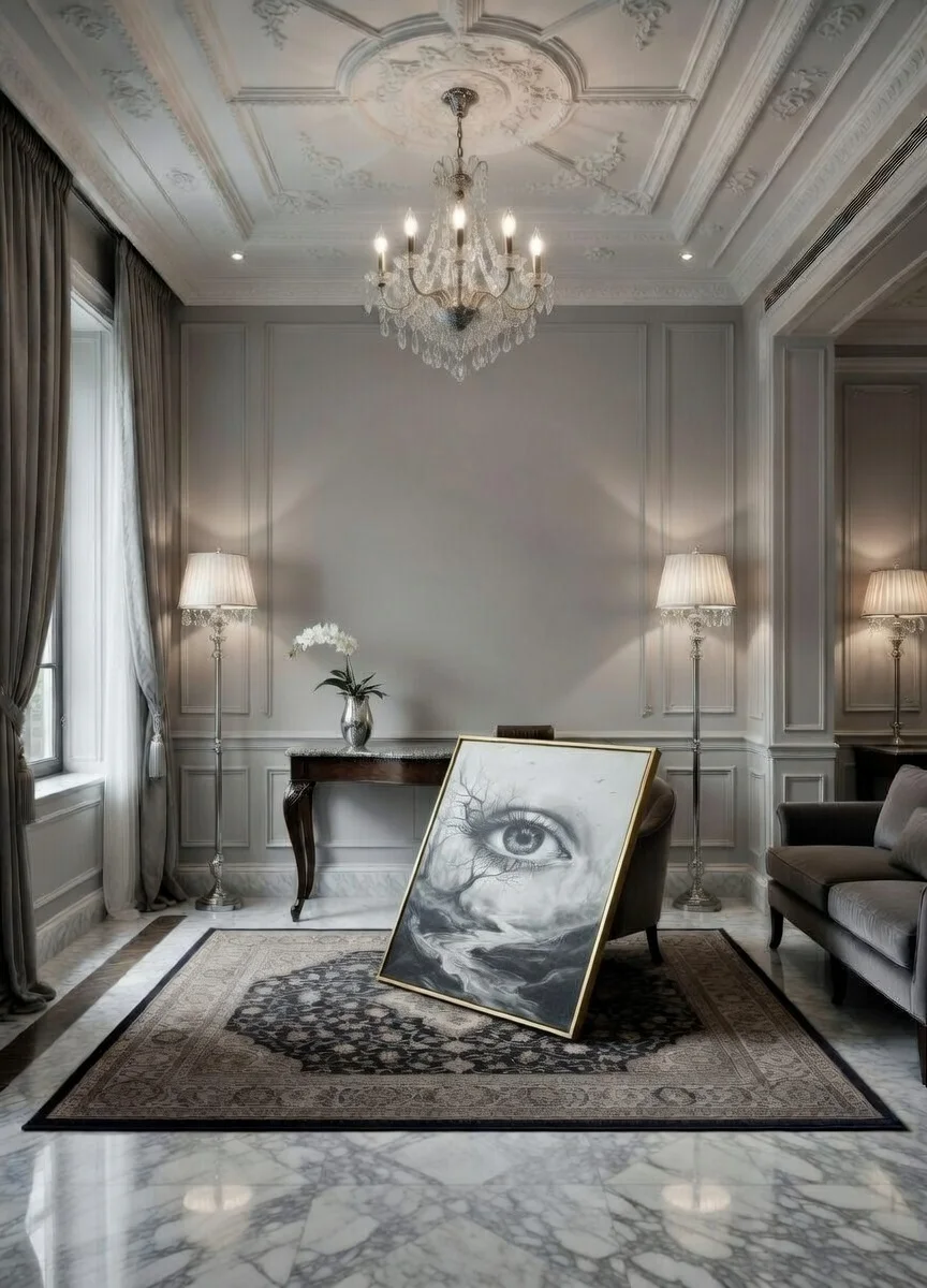 Tableau Canvas Œil Surréaliste Noir & Blanc Art Mural Sombre