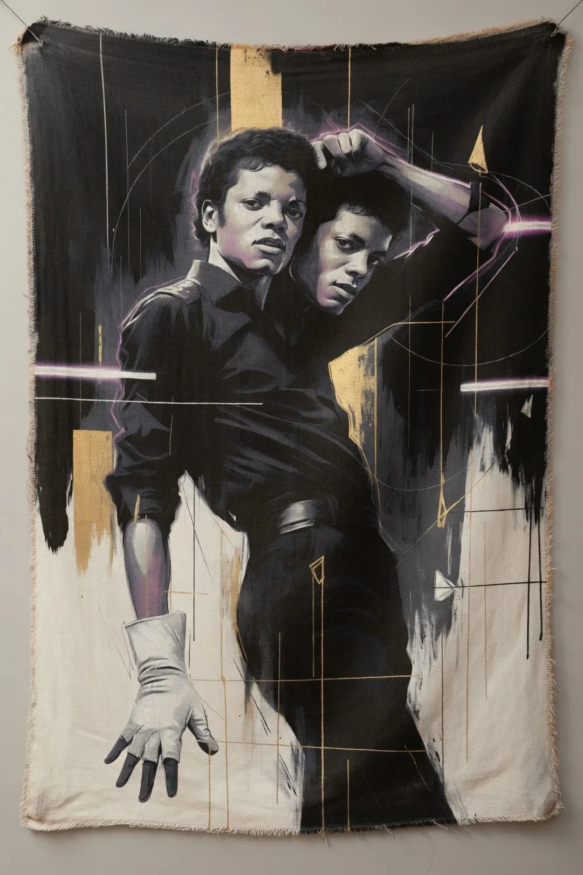 Canvas Premium, MJ Portrait Danseurs Esprit Urbain Noir & Or