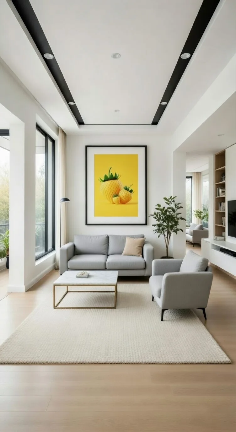 Poster Premium Fraises Jaunes 3D Minimaliste, Art Fruits Pop Jaune