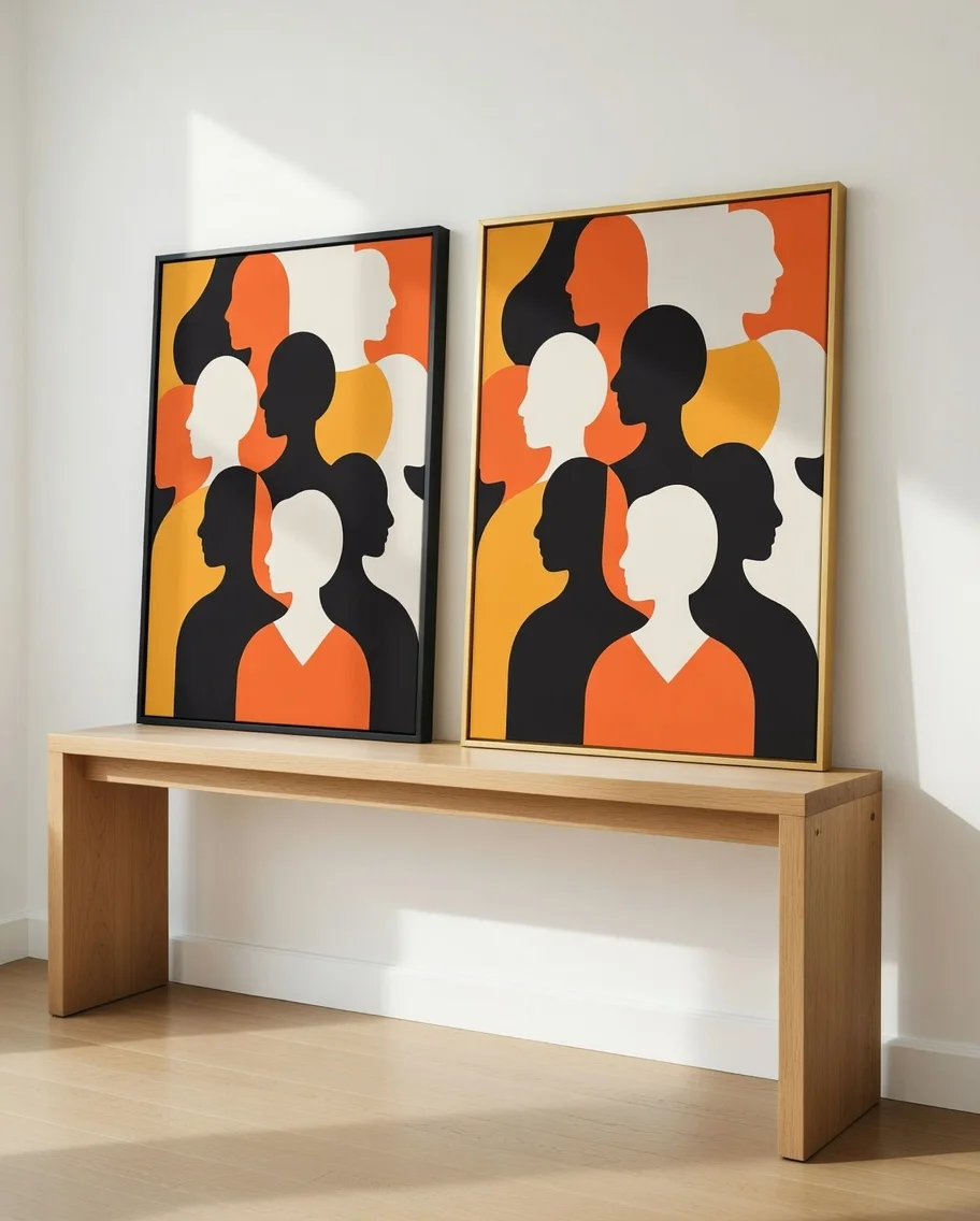 Canvas Premium Esprit Urbain Silhouettes Humaines Art Moderne Bold