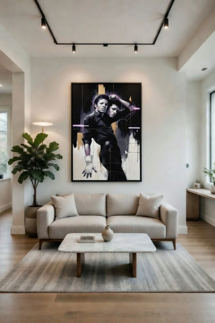 Canvas Premium, MJ Portrait Danseurs Esprit Urbain Noir & Or