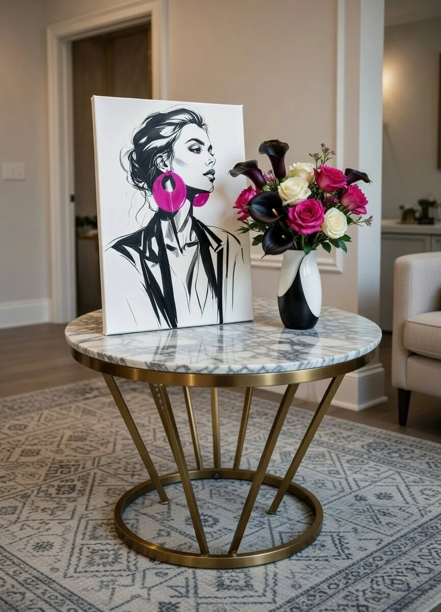 Tableau Canvas Mode Femme Noir Blanc Rose Fuchsia Art Chic