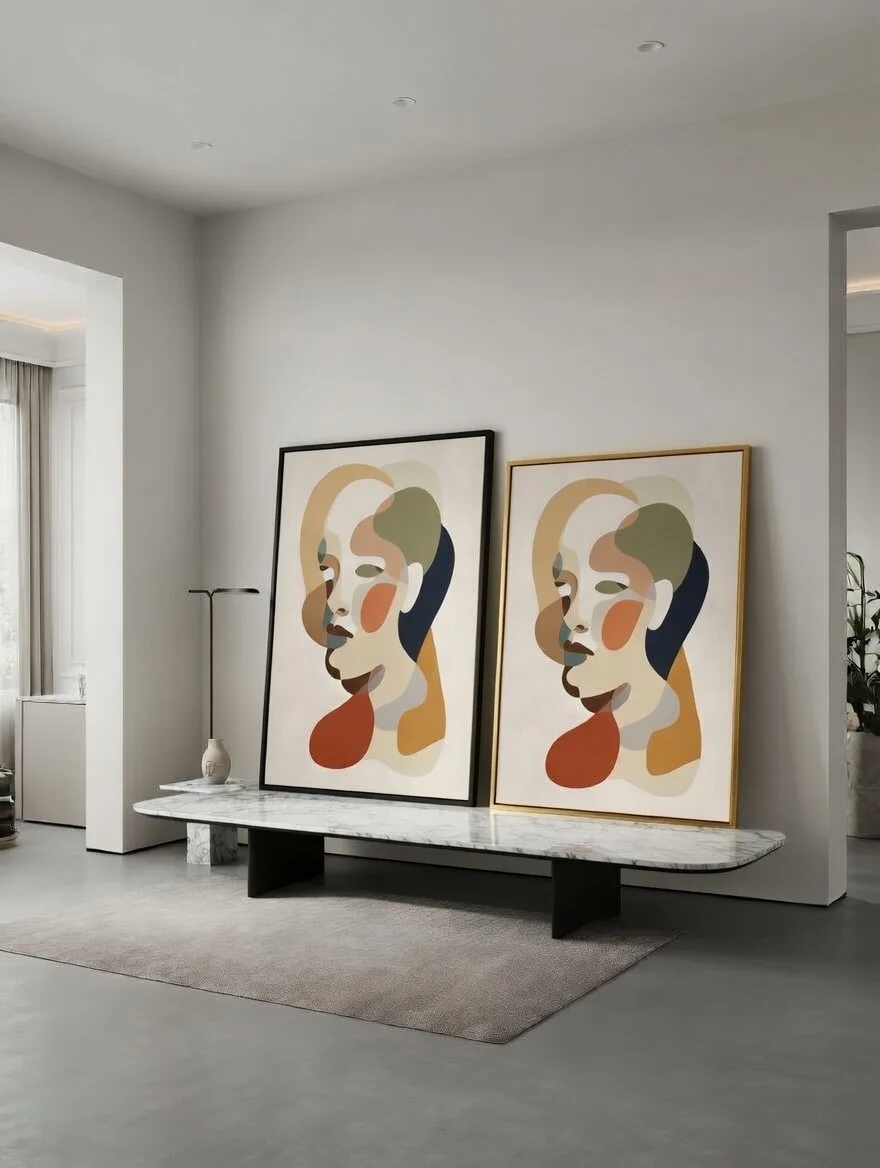 Canvas Premium, Portrait Féminin Abstrait Tons Terre Douce