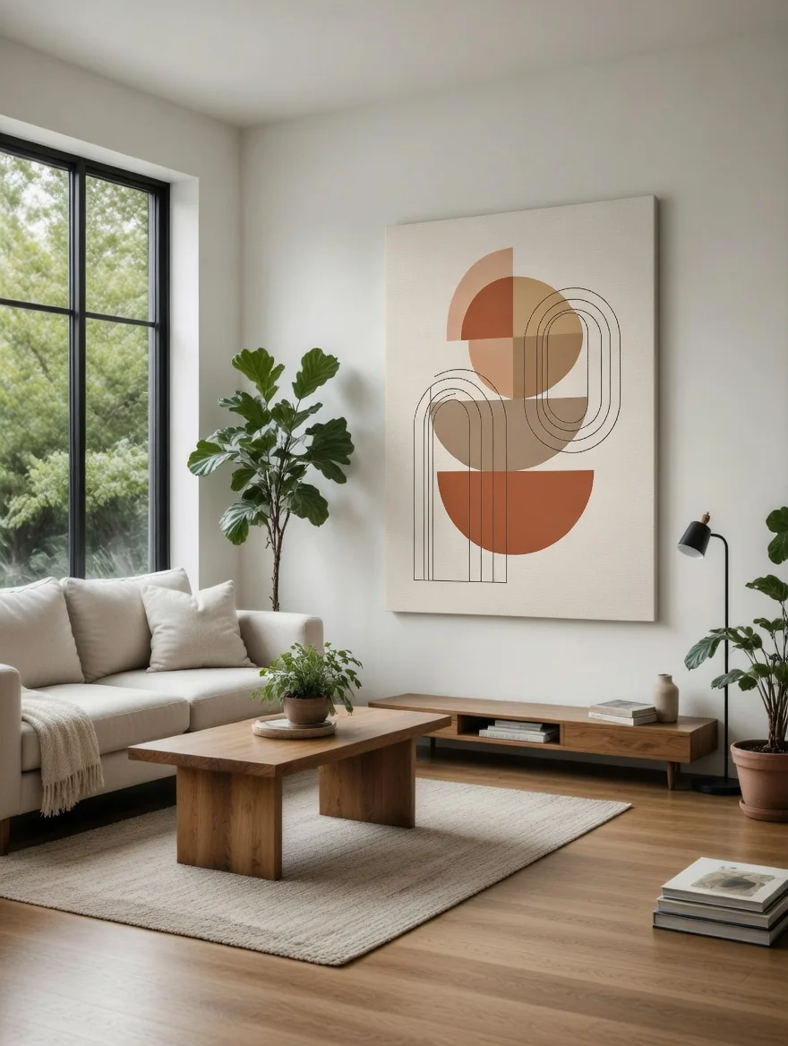 Canvas Premium Géométrique Terracotta, Art Mural Boho Chic