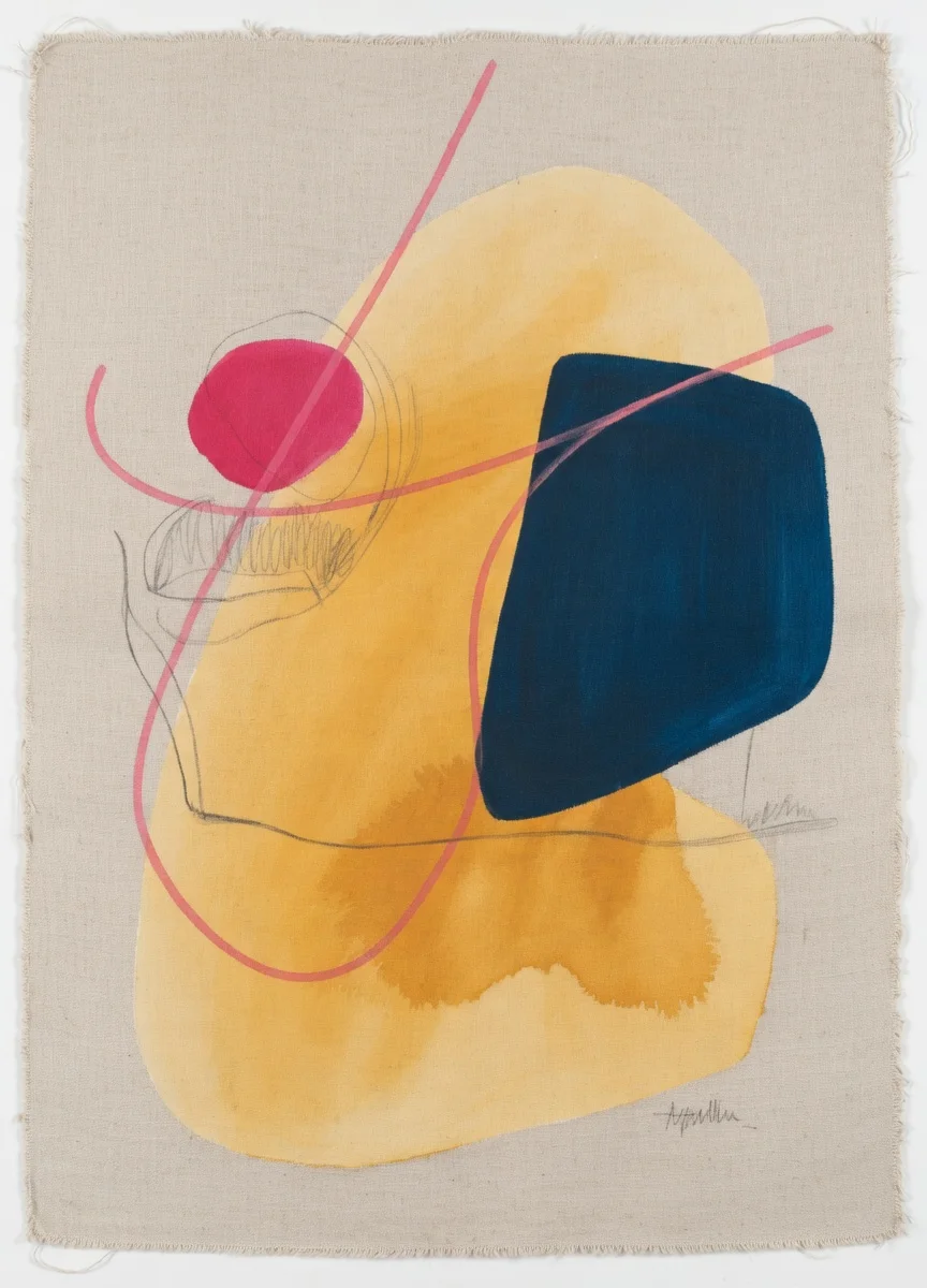 Canvas Premium, Art Abstrait Formes Jaune Rose & Bleu Nuit