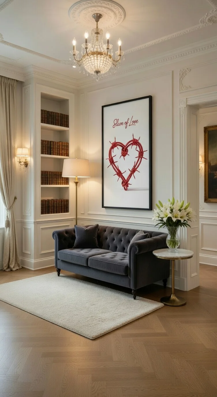 Slave of Love Œuvre d'Art Contemporaine Cœur Barbelé Rouge