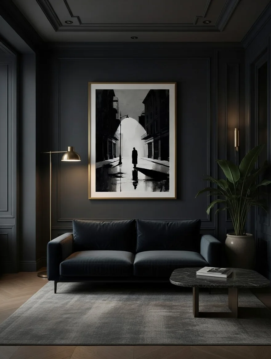 L'Homme de la Nuit Illustration Art Urbain Noir & Blanc, Silhouette Mystérieuse par le Designer Katir Mohamed