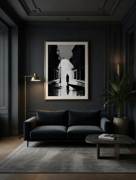 L'Homme de la Nuit Illustration Art Urbain Noir & Blanc, Silhouette Mystérieuse par le Designer Katir Mohamed