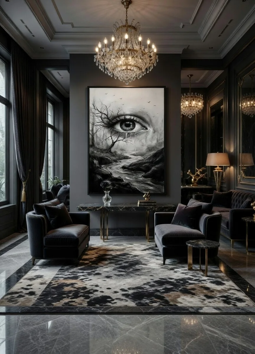 Tableau Canvas Œil Surréaliste Noir & Blanc Art Mural Sombre