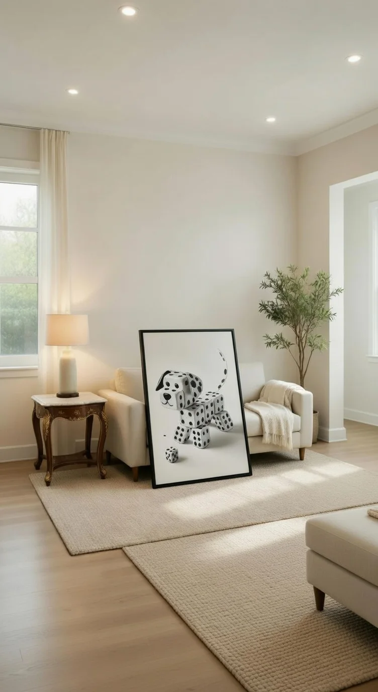 Poster Art Chien en Dés Art Moderne Noir et Blanc