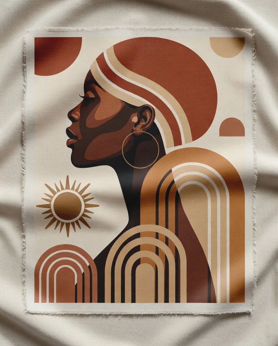 Tableau Femme Africaine, Boho Soleil Arc-en-ciel Art Terracotta