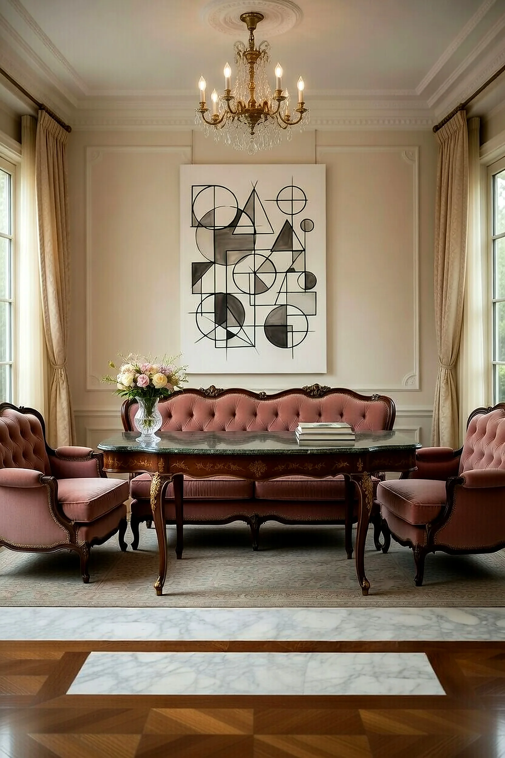 Tableau Canvas Géométrique Noir & Blanc, Composition Abstraite Formes Épurées