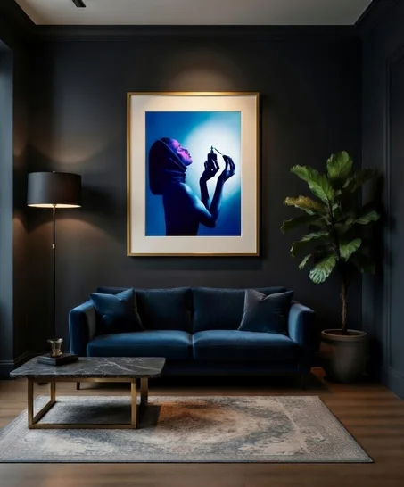 Femme Bleue Parfum Portrait Art Lumière réalisé par Fréderic Charpentier