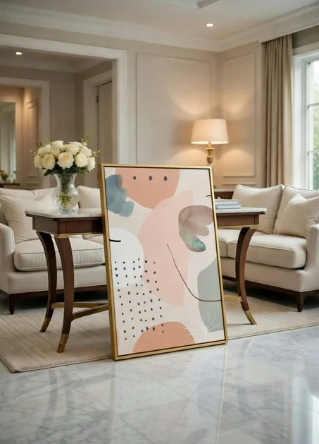 Tableau Canvas Abstrait Terracotta Sauge Beige Déco Minimaliste