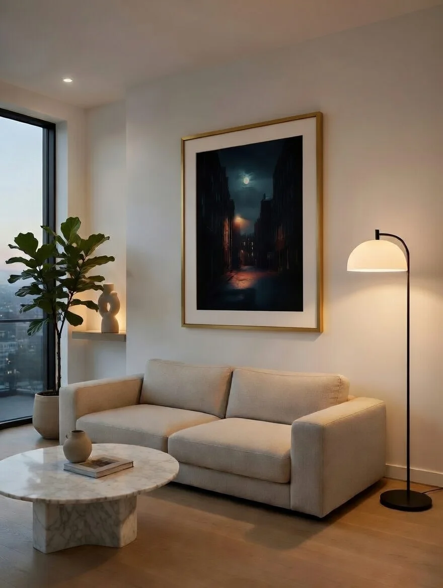 Poster Déco Ruelle Nocturne, Lune Art Urbain Mystique Print